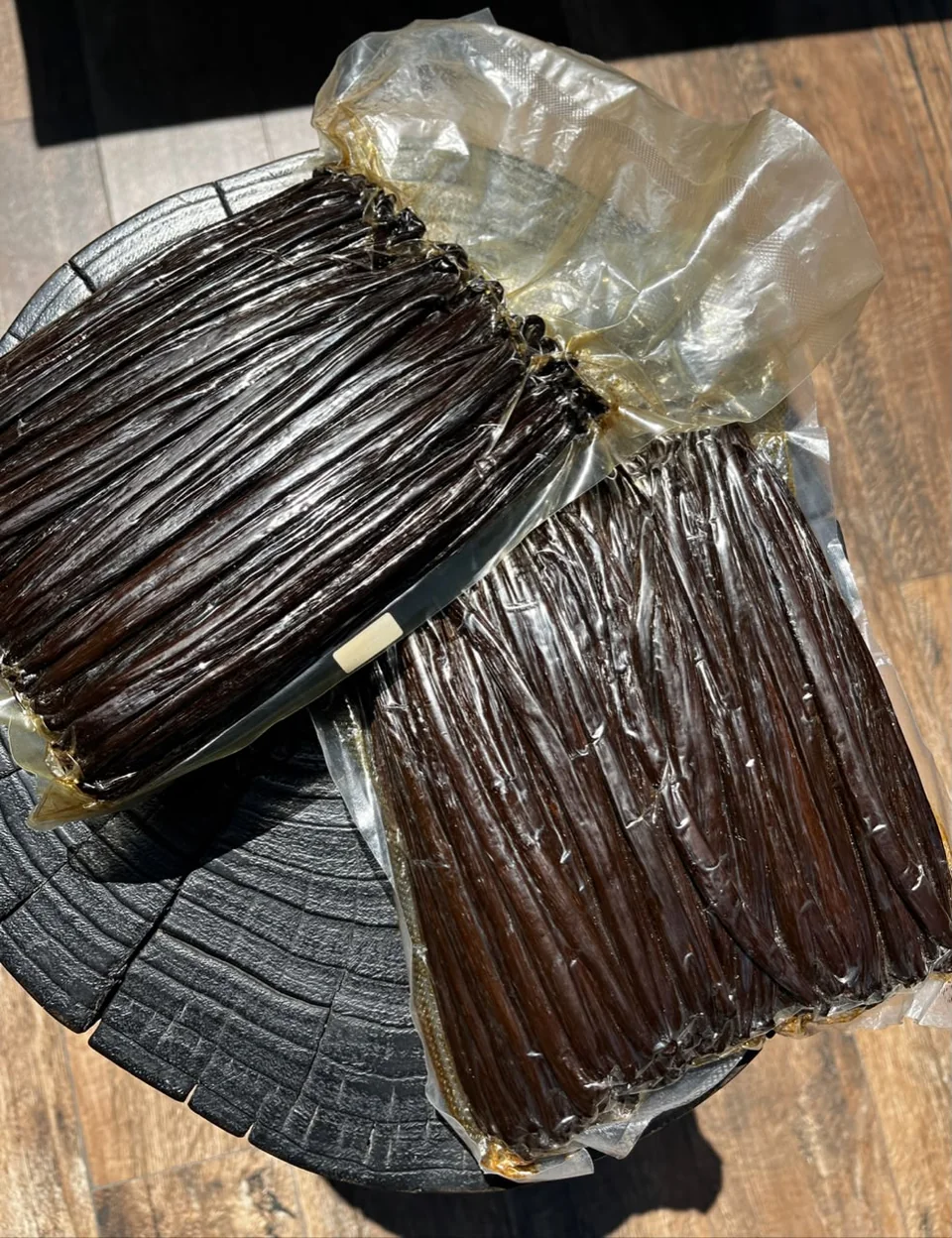 Packed vanilla beans featured in the product close-up